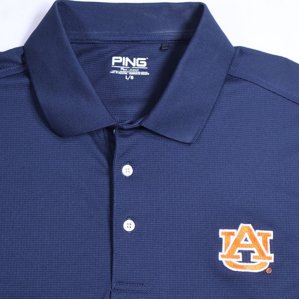 Ping Performance Mens Auburn Tigers Polo Shirt Navy Blue Large
